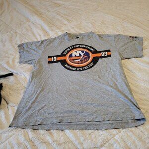 Molson New York Islanders Stanley Cup 83 Men's Large Gray Graphic T shirt